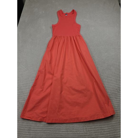 Old Navy Dresses & Skirts - Old Navy Dress Womens Medium Coral Midi Length Ribbed Top Pockets
